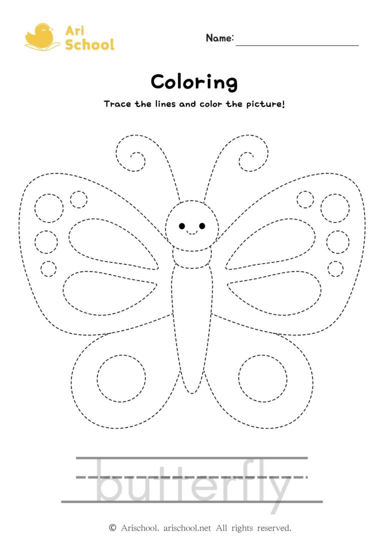 Coloring butterfly worksheet