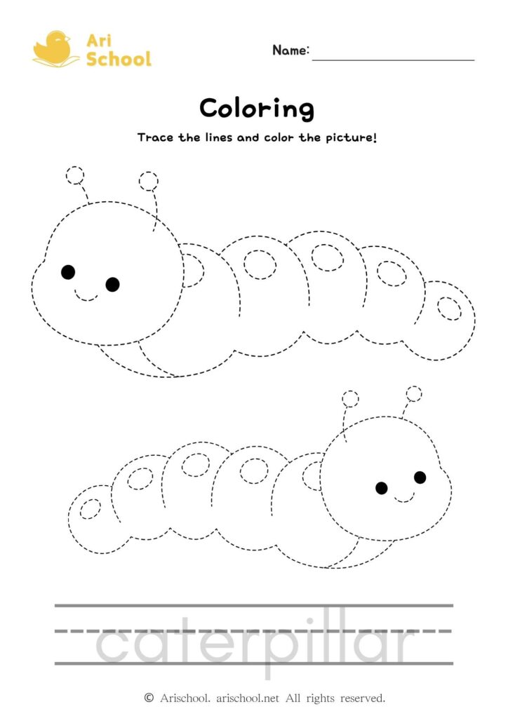 Coloring caterpillar worksheet