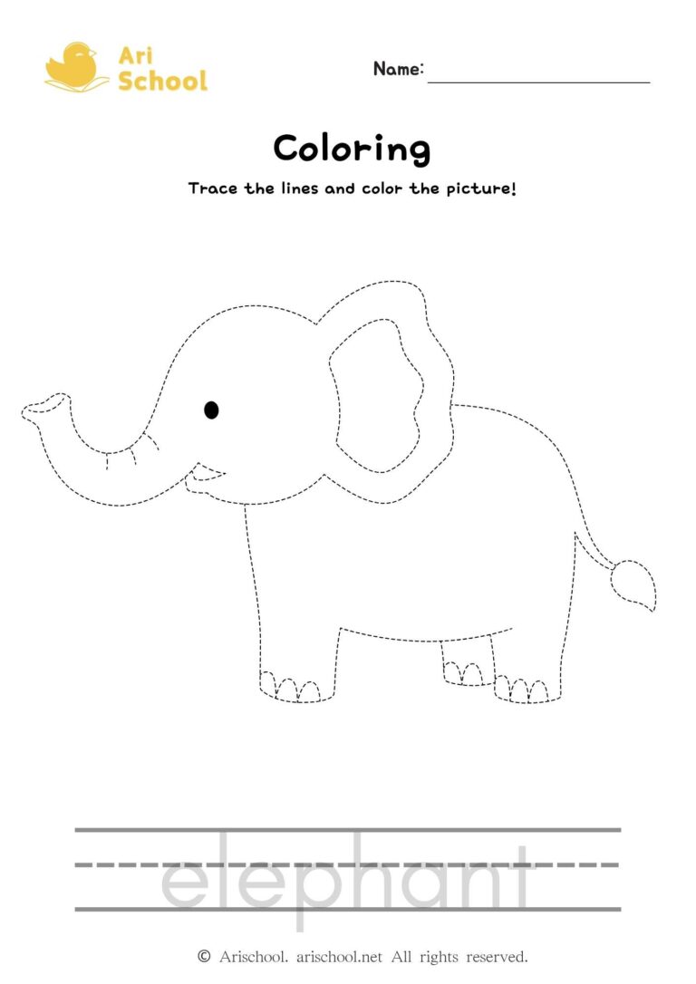 Coloring elephant worksheet