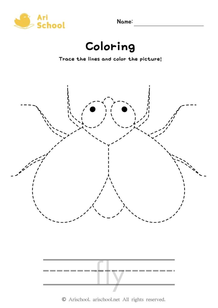 Coloring fly worksheet