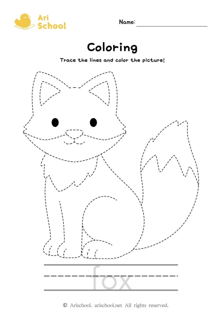 Coloring fox worksheet