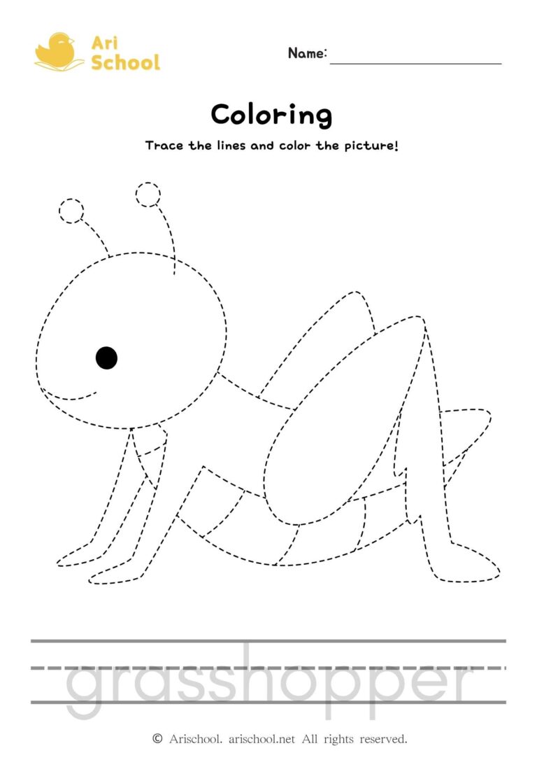 Coloring grasshopper worksheet