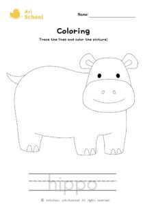 Coloring hippo worksheet
