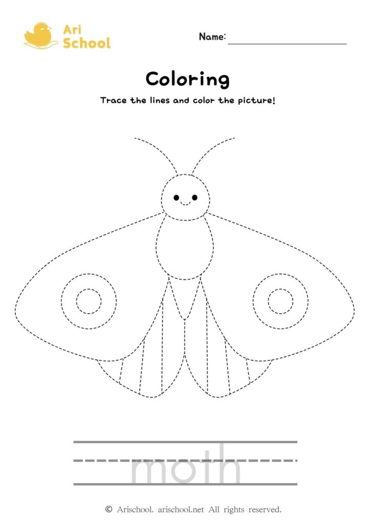 Coloring moth worksheet