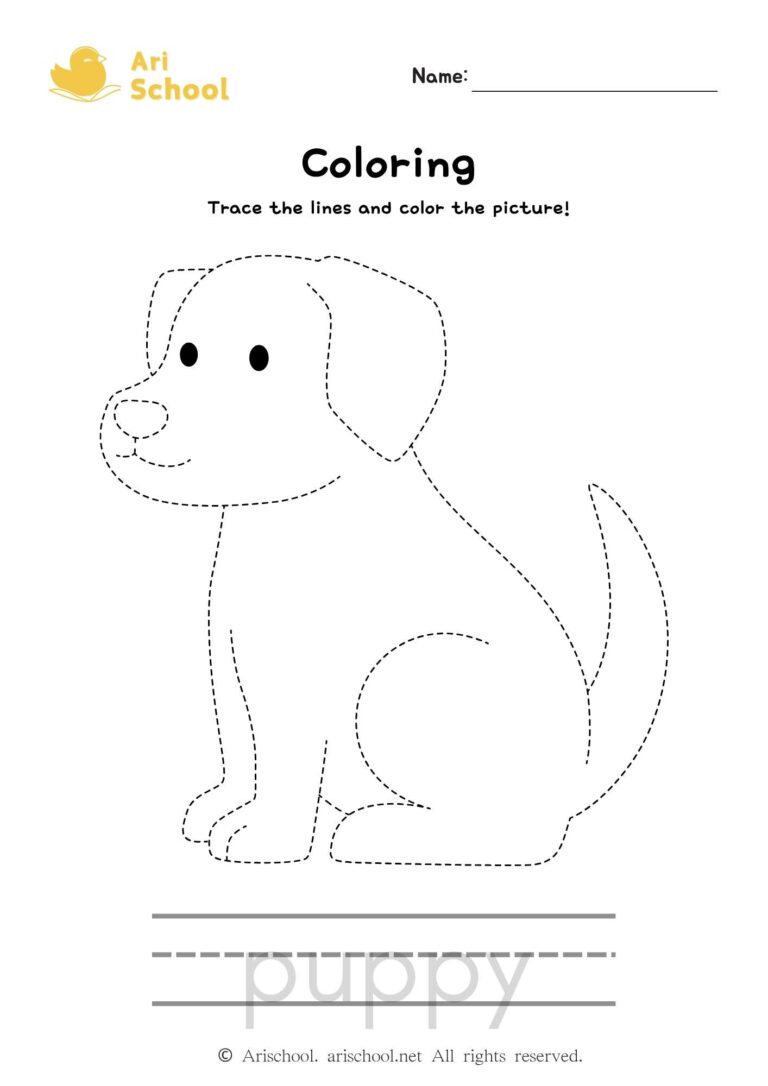Coloring puppy worksheet