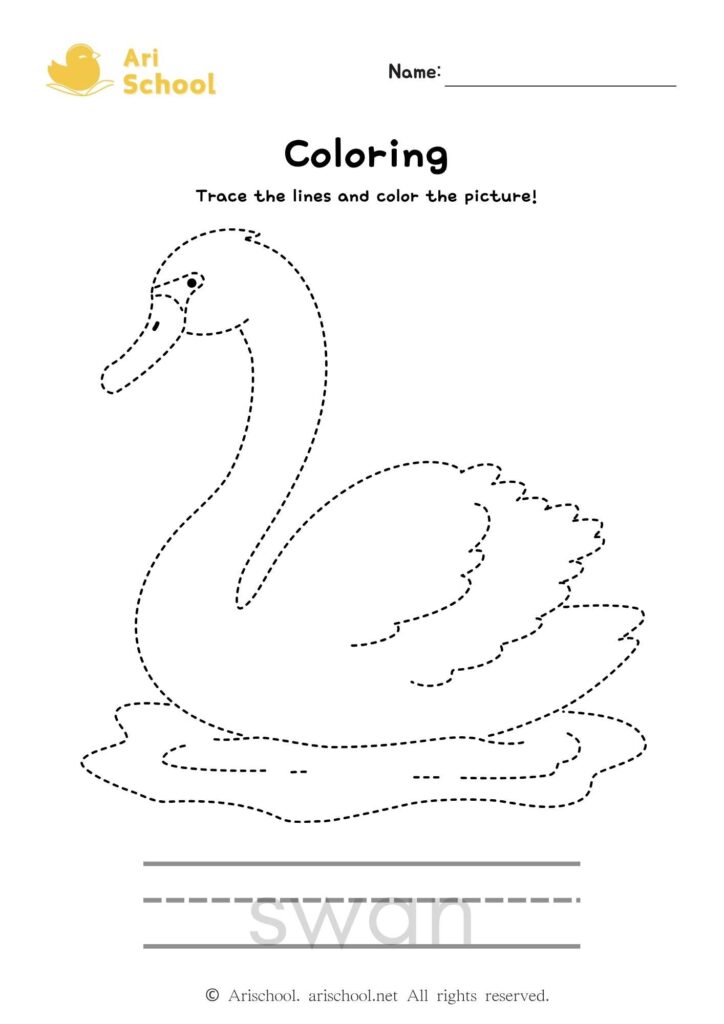 Coloring swan worksheet