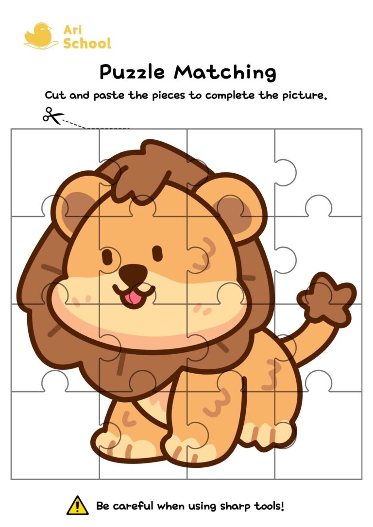 Picture Matching Puzzle ライオン Puzzle Matching – Lion | Arischool