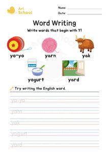 Word Writing – Y