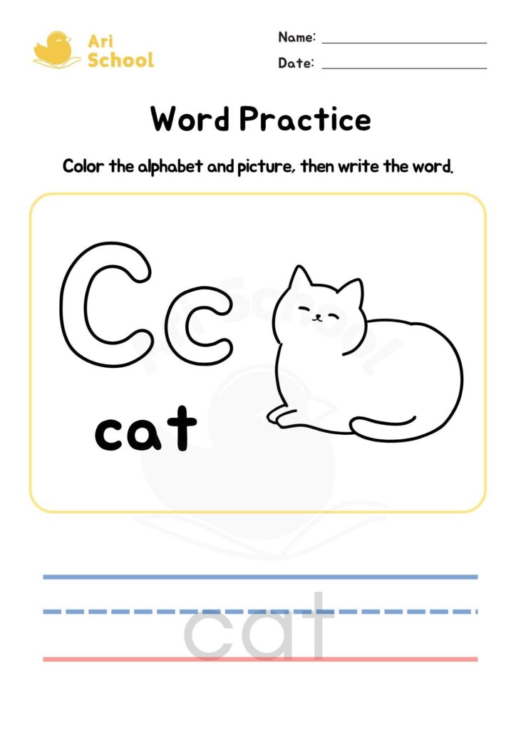 Alphabet Coloring – Cat