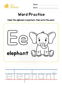 Alphabet Coloring – Elephant