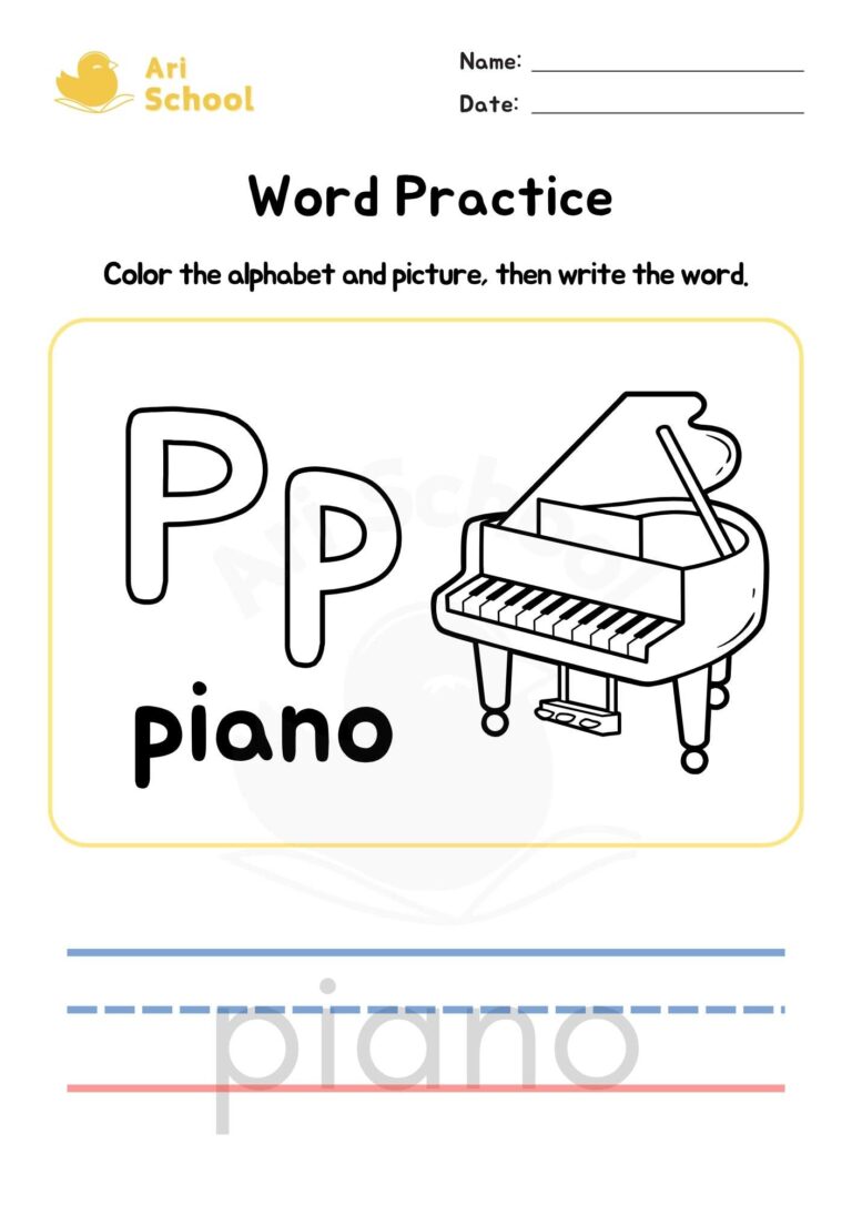 Alphabet Coloring – Piano