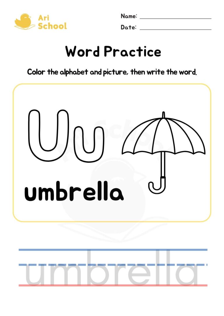 Alphabet Coloring – Umbrella