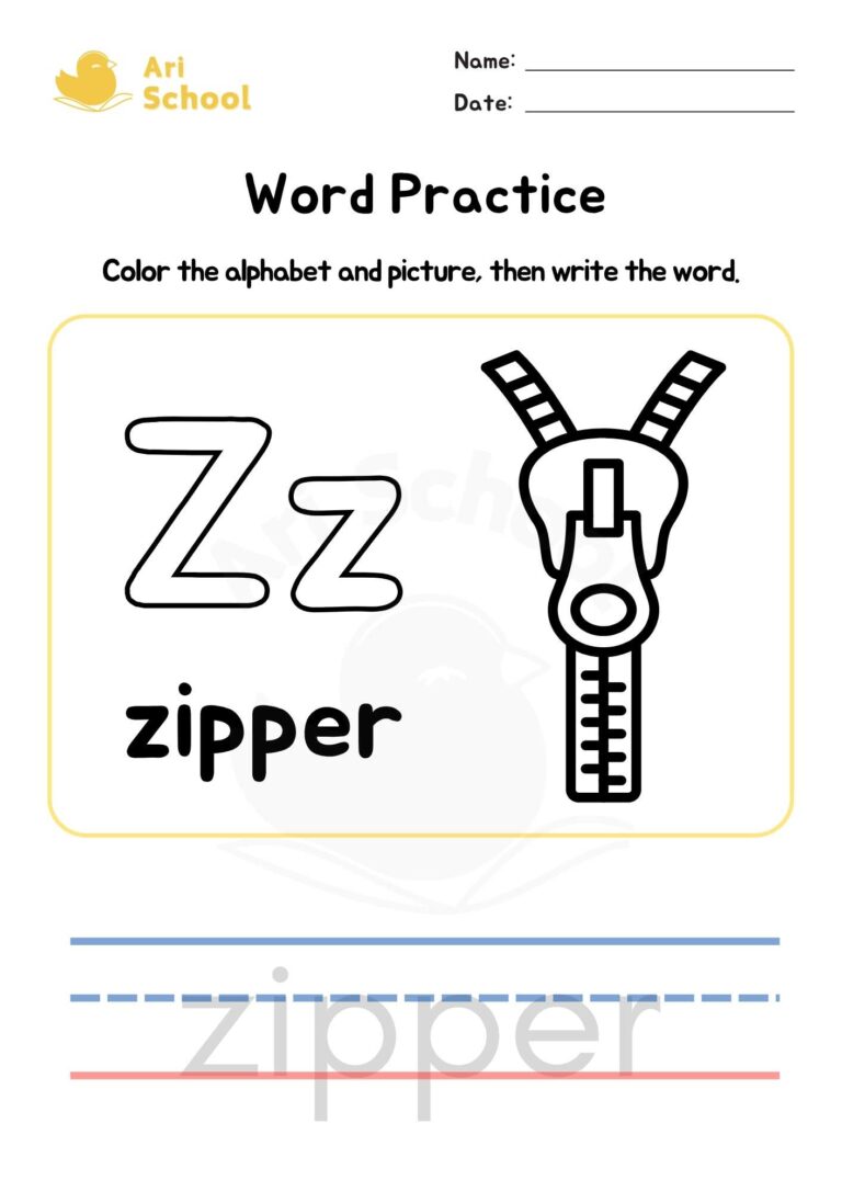 Alphabet Coloring – Zipper