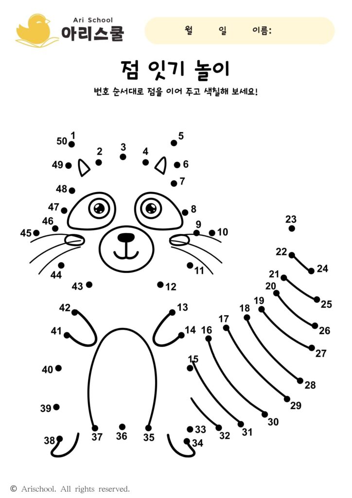 점 잇기 너구리